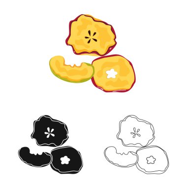 Elma ve kuru işareti vektör tasarımı. Elma ve web için yarım hisse senedi simgesi.