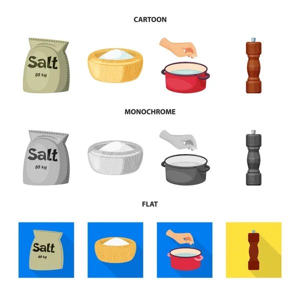 Illustrazione vettoriale di cucina e icona di mare. Raccolta di icone vettoriali di cottura e cottura per brodo . — Vettoriale Stock
