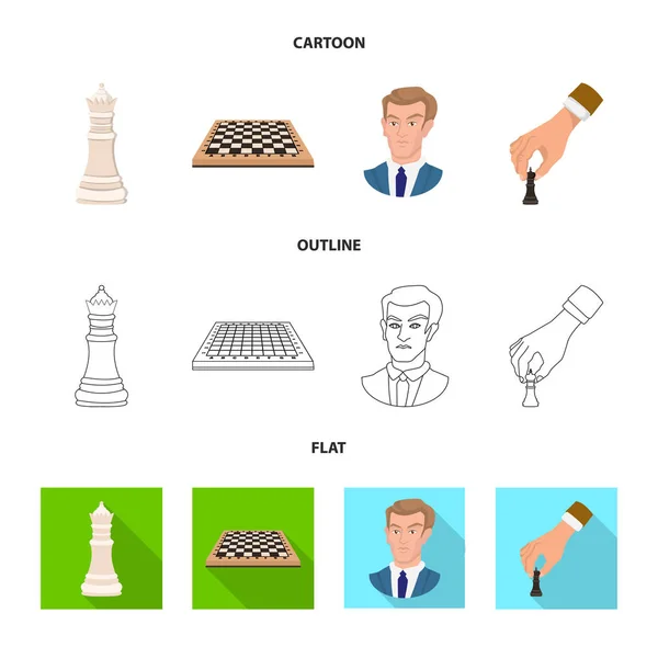 Isoliertes Schachmatt-Objekt mit dünnem Logo. Sammlung von Schachmatt und Zielaktiensymbol für das Web. — Stockvektor