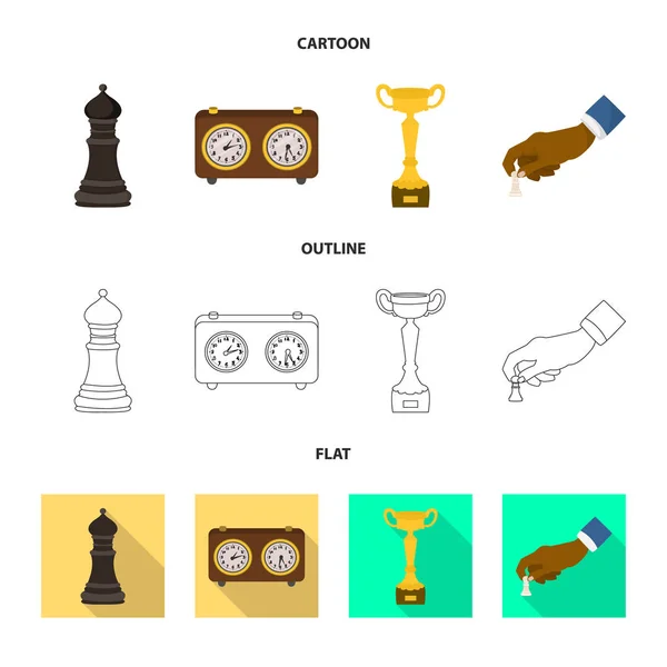 Vector ontwerp van schaakmat en dunne teken. Collectie van schaakmat en doel voorraad vectorillustratie. — Stockvector