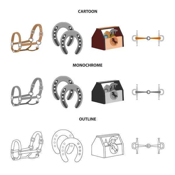 Projeto vetorial do equipamento e sinal de equitação. Coleta de equipamentos e competição ilustração vetor estoque . — Vetor de Stock