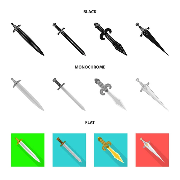 Isoliertes Spiel- und Rüstungsobjekt. Set von Spiel und Blade Stock Symbol für Web. — Stockvektor