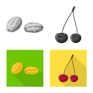 Gıda ve ham simge vektör tasarımı. Web için gıda ve doğa hisse senedi simgesi kümesi.