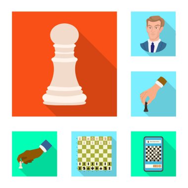 Şah mat ve ince logo yalıtılmış nesne. Şah mat ve hedef hisse senedi vektör çizim topluluğu.