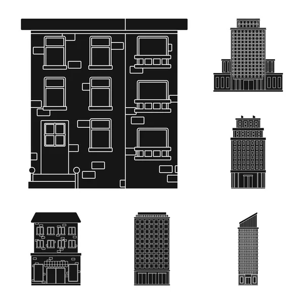 现代和房地产标志的矢量插图。网络现代建筑股票符号的收集. — 图库矢量图片