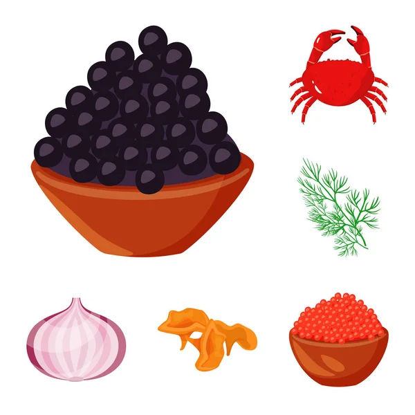 Design vetorial de alimentos e sabores logotipo. Conjunto de alimentos e ingredientes estoque vetor ilustração . —  Vetores de Stock