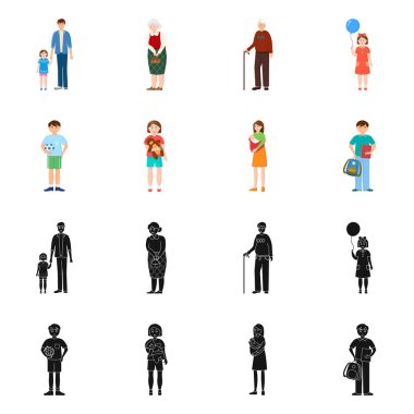 Karakter ve avatar simge vektör tasarımı. Hisse senedi için karakter ve portre vektör simge topluluğu.