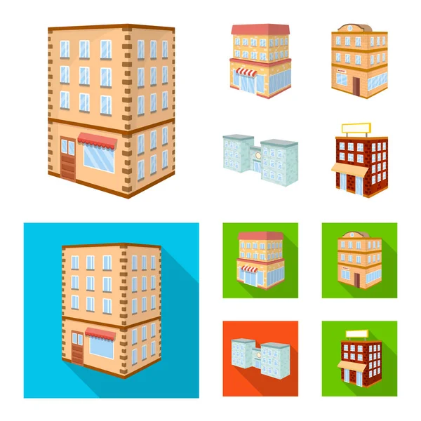 Illustrazione vettoriale della costruzione e del logo dell'edificio. Raccolta di costruzione e stock immobiliare simbolo per il web . — Vettoriale Stock