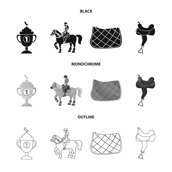 Objet isolé de l'équipement et du logo de l'équitation. Ensemble d'équipement et icône vectorielle de compétition pour stock . — Image vectorielle