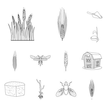 Tarım ve işareti tarım vektör tasarımı. Hisse senedi için Tarım ve bitki vektör simge kümesi.