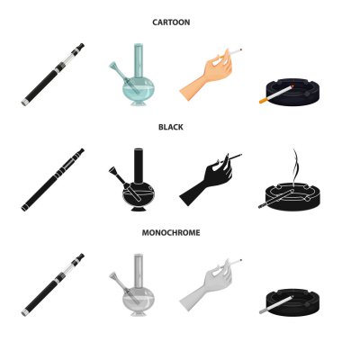 Çöp ve dur işareti yalıtılmış nesne. Çöp ve alışkanlık hisse senedi vektör çizim topluluğu.