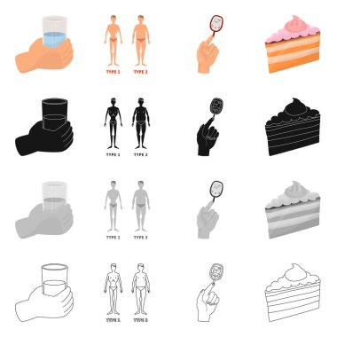 Diyet ve tedavi simge vektör Illustration. Hisse senedi için diyet ve tıp vektör simge topluluğu.