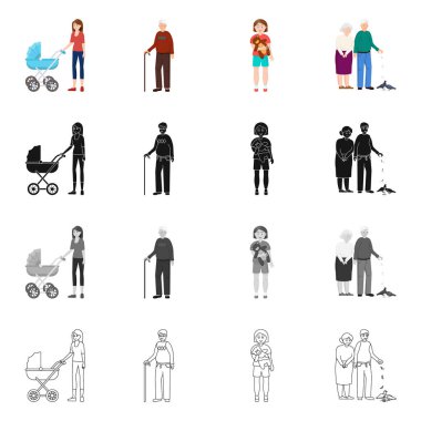 Karakter ve avatar işareti vektör tasarımı. Karakter ve portre hisse senedi vektör çizim topluluğu.