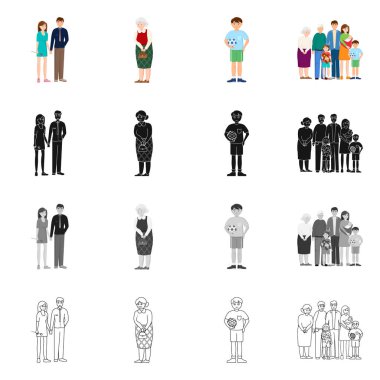 Karakter ve avatar simge vektör tasarımı. Web için karakter ve portre hisse senedi simgesi kümesi.