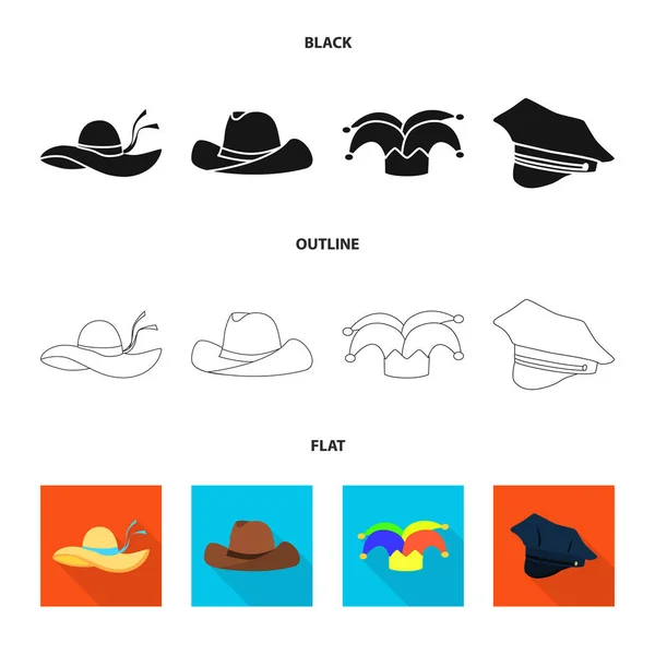 Ilustración vectorial de la ropa y el icono de la tapa. Colección de ropa y boina símbolo de stock para la web . — Vector de stock
