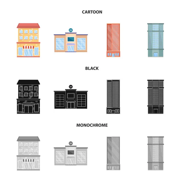 Illustration vectorielle du symbole municipal et central. Ensemble d'illustration vectorielle de stock municipal et immobilier . — Image vectorielle