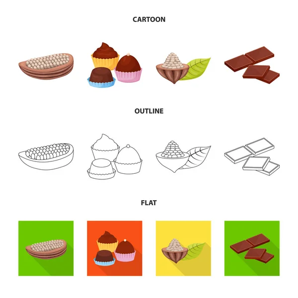 Ilustración vectorial de alimentos y delicioso logotipo. Conjunto de alimentos y marrón vector de stock ilustración . — Vector de stock