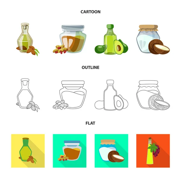 Ilustración vectorial de símbolo saludable y vegetal. Colección de ilustración de vector de stock saludable y agrícola . — Archivo Imágenes Vectoriales