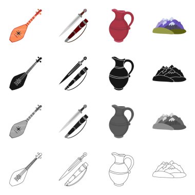 Kültür ve gezi simge vektör Illustration. Web için kültür ve özgünlük hisse senedi simgesi kümesi.