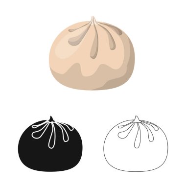 Baozi ve Hıngel işareti yalıtılmış nesne. Hisse senedi için baozi ve kahvaltı vektör simge kümesi.