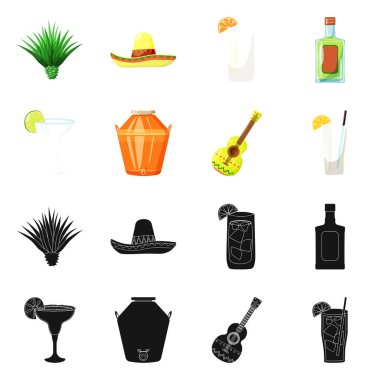 Kafe ve Latin sembolü yalıtılmış nesne. Kafe ve ulusal hisse senedi vektör çizim.