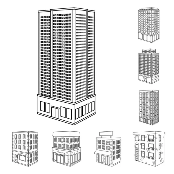 Isolado objeto de casa e apartamento sinal. Conjunto de ilustração de vetor de estoque doméstico e moderno . — Vetor de Stock