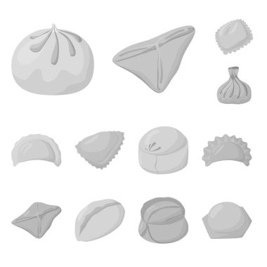 Köfte ve doldurulmuş simgesi yalıtılmış nesne. Köfte ve hisse senedi için çanak vektör simge kümesi.