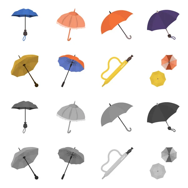 Illustrazione vettoriale di protezione e logo chiuso. Set di icone vettoriali di protezione e pioggia per stock . — Vettoriale Stock
