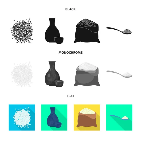 Progettazione vettoriale di coltura e icona ecologica. Raccolta di illustrazione vettoriale del raccolto e del brodo di cottura . — Vettoriale Stock