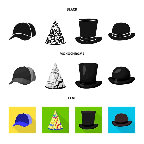 Oggetto isolato di abbigliamento e cappello simbolo. Collezione di abbigliamento e berretto icona vettoriale per magazzino . — Vettoriale Stock