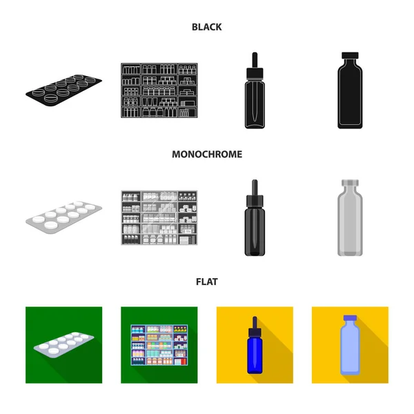 Ilustração vetorial da sinalização de varejo e saúde. Conjunto de ilustração vetorial de estoque de varejo e bem-estar . — Vetor de Stock