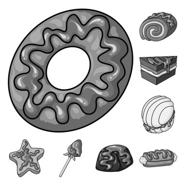 Tatlı ve karamel logo vektör tasarımı. Tatlı ve mutfak hisse senedi vektör çizim seti.