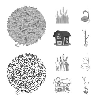 Tarım ve işareti tarım vektör Illustration. Tarım ve bitki hisse senedi vektör çizim seti.