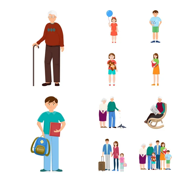 Isolated object of family  and people symbol. Set of family  and avatar  vector icon for stock. — Stock Vector