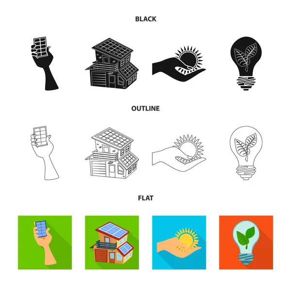 Illustrazione vettoriale dell'innovazione e simbolo tecnologico. Set di icone vettoriali di innovazione e natura per stock . — Vettoriale Stock