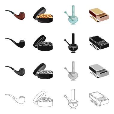 Çöp illüstrasyon vektör ve simge durdurmak. Çöp ve alışkanlık hisse senedi vektör çizim seti.