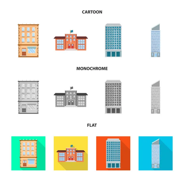 Conception vectorielle du symbole municipal et central. Collection d'icône vectorielle municipale et immobilière pour stock . — Image vectorielle