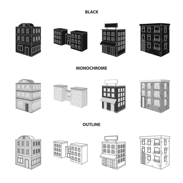 Illustration vectorielle de la construction et symbole du bâtiment. Ensemble de construction et d'illustration vectorielle de stock immobilier . — Image vectorielle