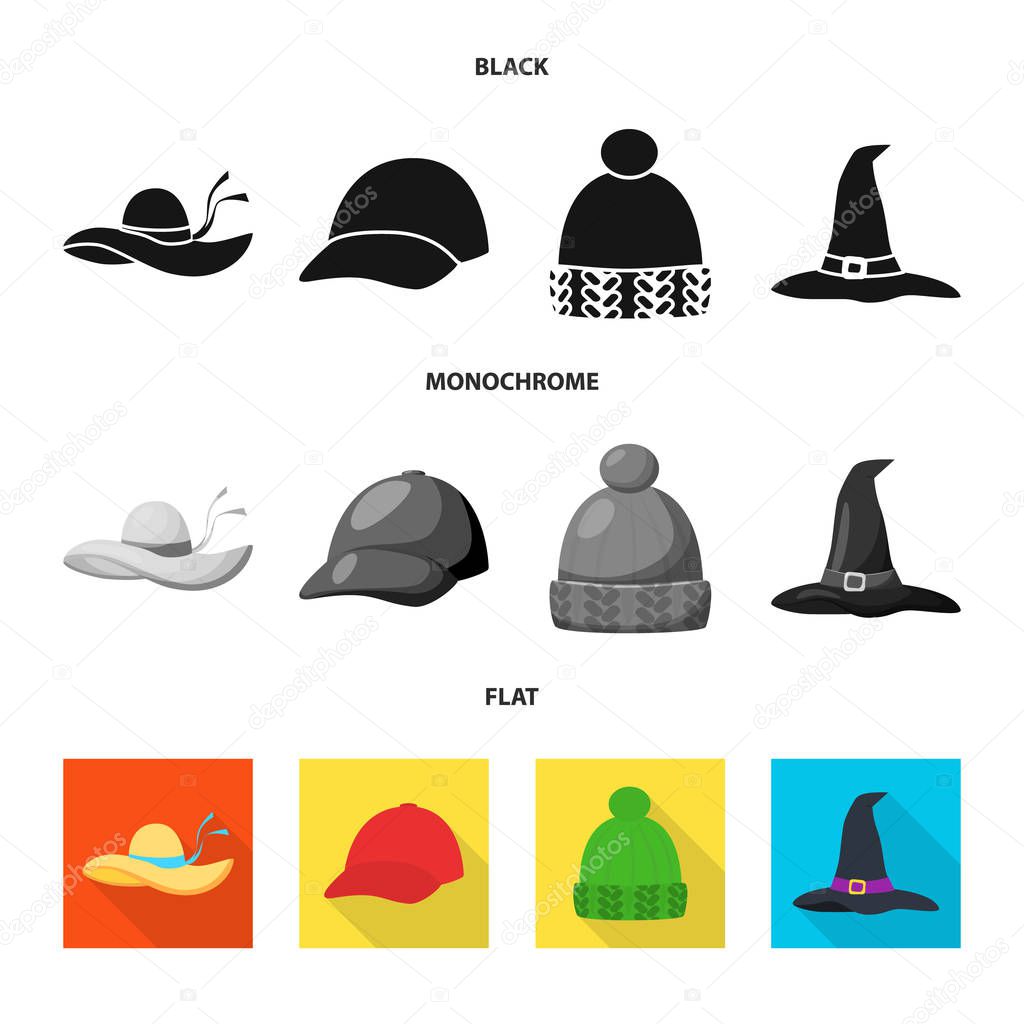 Isolated object of clothing and cap logo. Collection of clothing and beret vector icon for stock.
