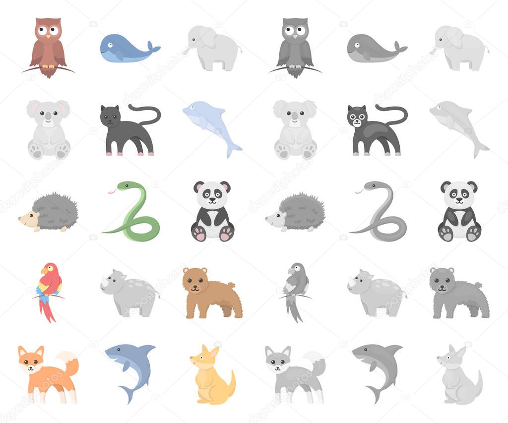 An unrealistic animal cartoon,mono icons in set collection for design. Toy animals vector symbol stock illustration.