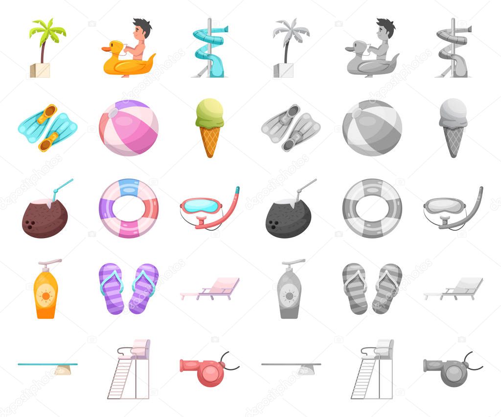 Isolated object of pool and swimming icon. Set of pool and activity stock symbol for web.