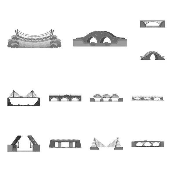 Ilustración vectorial del diseño y signo de construcción. Conjunto de diseño y puente símbolo de stock para web . — Vector de stock