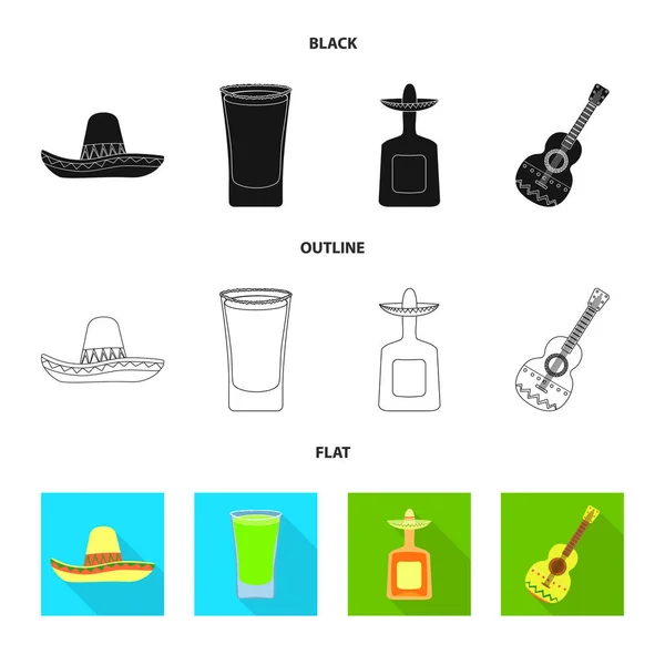 Ilustración vectorial de café y signo latino. Conjunto de café e icono vectorial nacional para stock . — Vector de stock