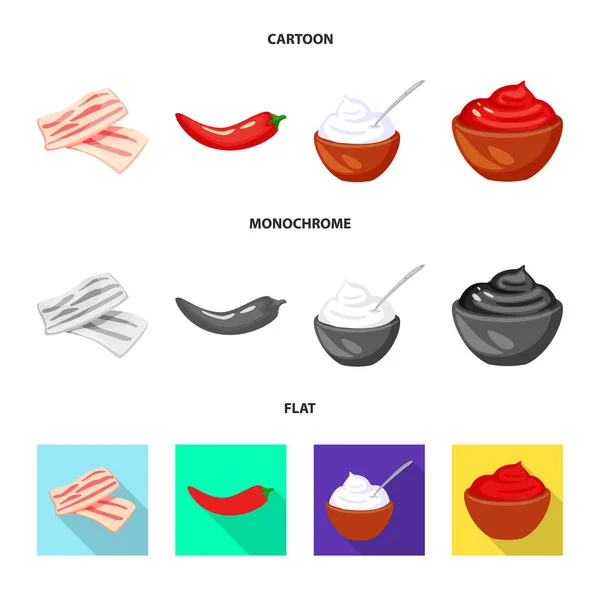 味と製品のシンボルの孤立したオブジェクト。味と調理株式ベクトル図のセット. — ストックベクタ