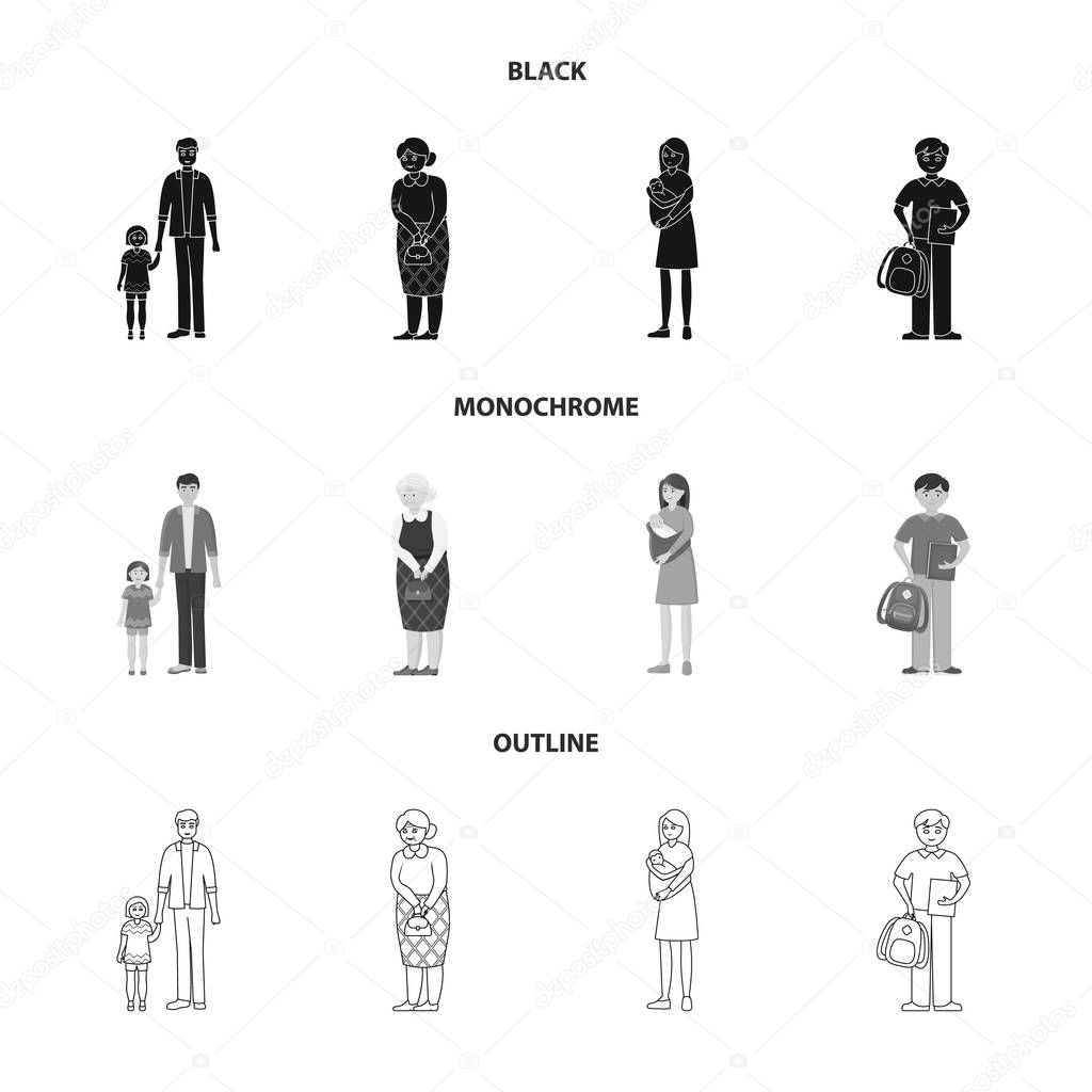 Vector design of character and avatar  icon. Set of character and portrait stock symbol for web.