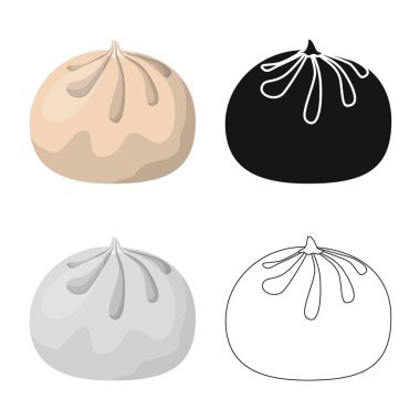 Baozi ve Hıngel sembolü yalıtılmış nesne. Hisse senedi için baozi ve kahvaltı vektör simge kümesi.