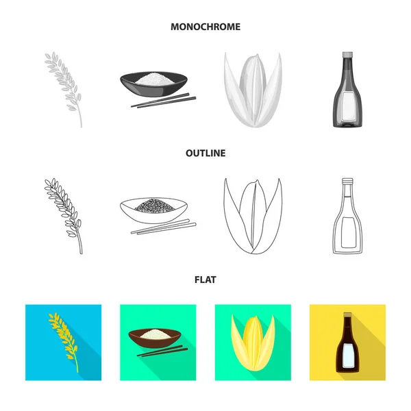 Izolovaný objekt plodiny a ekologický symbol. Sada plodiny a vaření burzovní symbol pro web. — Stockový vektor