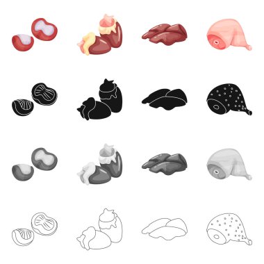 Ürün ve kümes hayvanları logo vektör tasarımı. Web için ürün ve tarım hisse senedi simgesi kümesi.