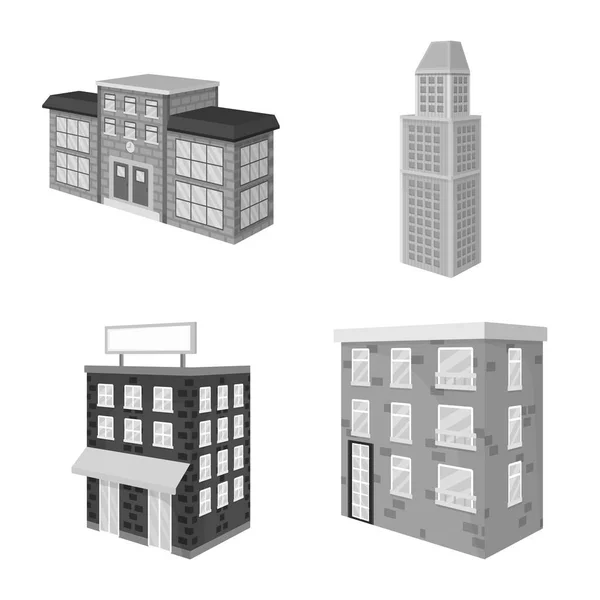 Isoliertes Objekt der Wirklichkeit und moderne Ikone. Sammlung von Vektor-Illustrationen für Immobilien und Gebäude. — Stockvektor