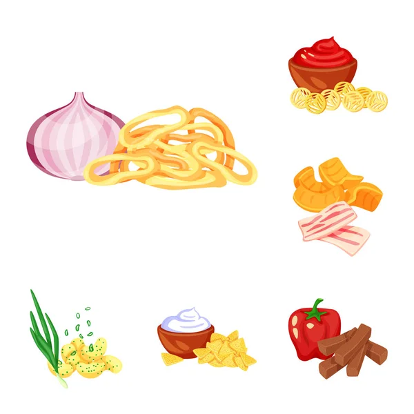 Vector design az élelmiszer- és ikon. Élelmiszer- és fél stock vektor-illusztráció gyűjteménye. — Stock Vector